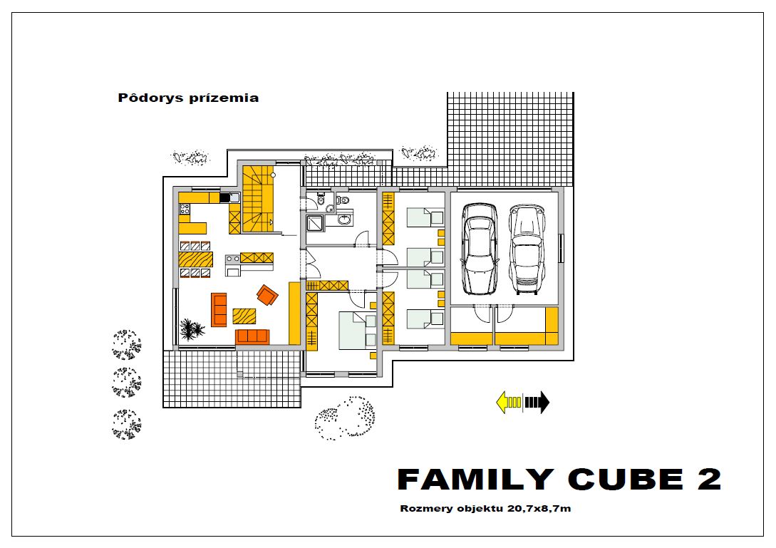 projekt rodinného domu family cube 2 podorys prizemia