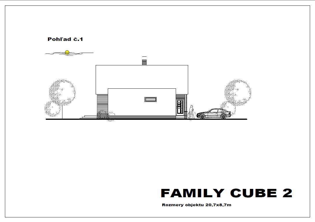 projekt rodinného domu family cube 2 pohlad 1